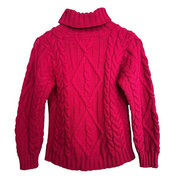 Aran Crafts Ireland 100% Merino Wool Cable Knit Turtleneck Sweater Pink Sz.Small - Picture 4 of 14